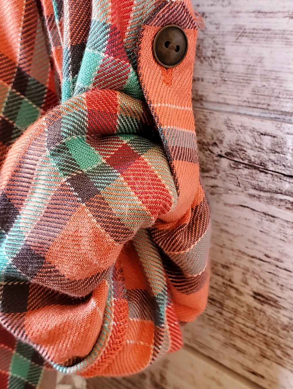 NWT Matilda Jane Noble Plaid Flannel Lace Tunic Top Coral Aqua Boho Blouse - Picture 6 of 16